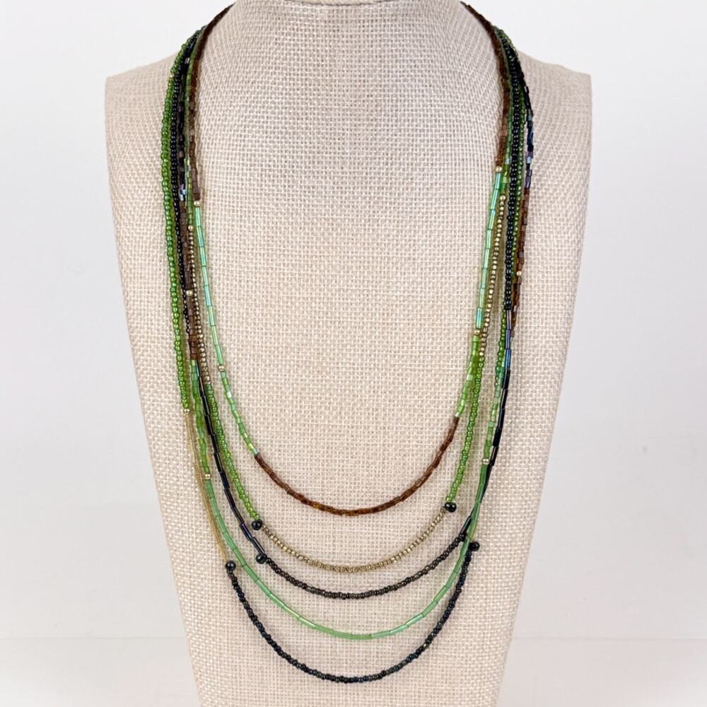 Tuscan Mom Aesthetic Glass Bead Multi-Strand Necklace